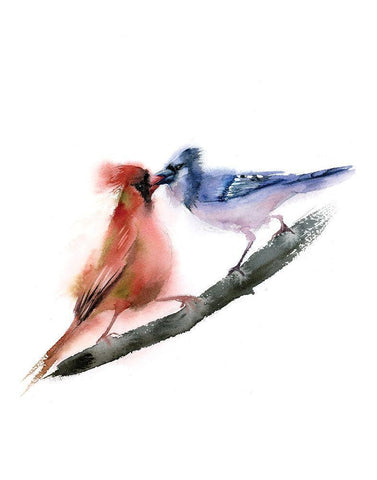 Smooch White Modern Wood Framed Art Print with Double Matting by Shefranov, Olga