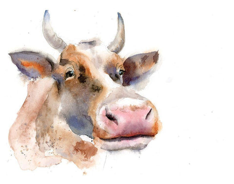 Cow II Black Ornate Wood Framed Art Print with Double Matting by Shefranov, Olga