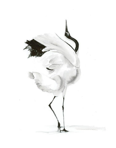 Dancing Bird I White Modern Wood Framed Art Print with Double Matting by Shefranov, Olga