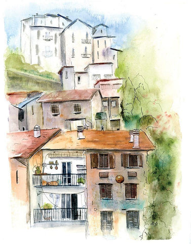 Villa White Modern Wood Framed Art Print with Double Matting by Shefranov, Olga