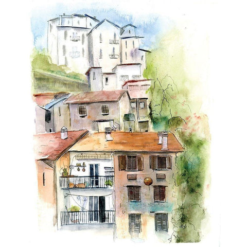 Villa White Modern Wood Framed Art Print by Shefranov, Olga