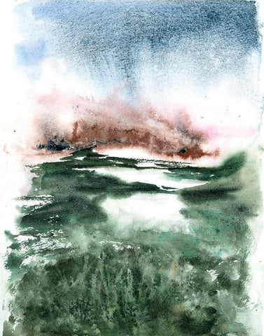 Modern Landscape White Modern Wood Framed Art Print with Double Matting by Shefranov, Olga