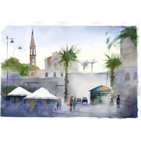 Travel Scape White Modern Wood Framed Art Print by Shefranov, Olga