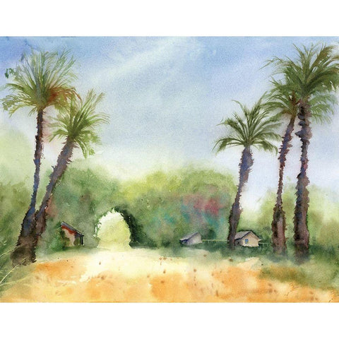 Oasis II Black Modern Wood Framed Art Print with Double Matting by Shefranov, Olga