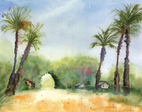 Oasis II White Modern Wood Framed Art Print with Double Matting by Shefranov, Olga