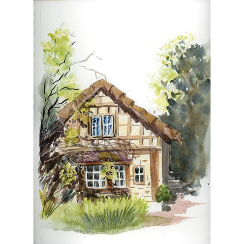 Cottage Black Modern Wood Framed Art Print by Shefranov, Olga