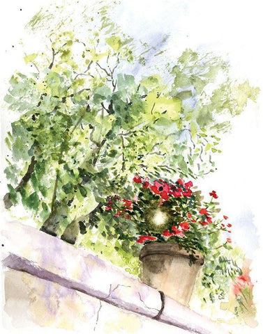 Landscaping White Modern Wood Framed Art Print with Double Matting by Shefranov, Olga