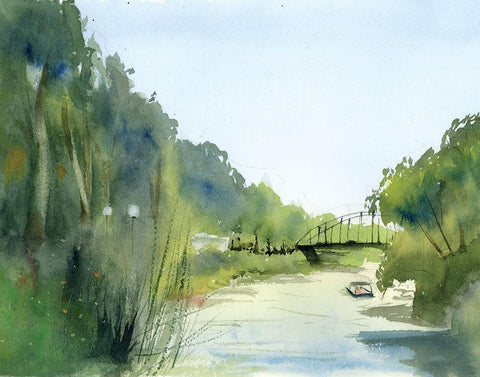 Creek White Modern Wood Framed Art Print with Double Matting by Shefranov, Olga