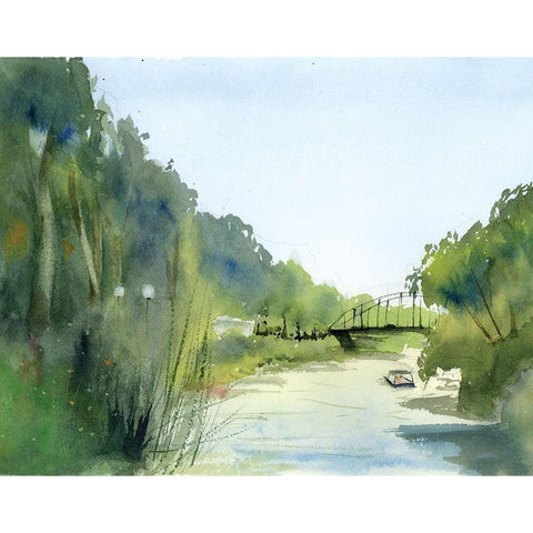 Creek White Modern Wood Framed Art Print by Shefranov, Olga