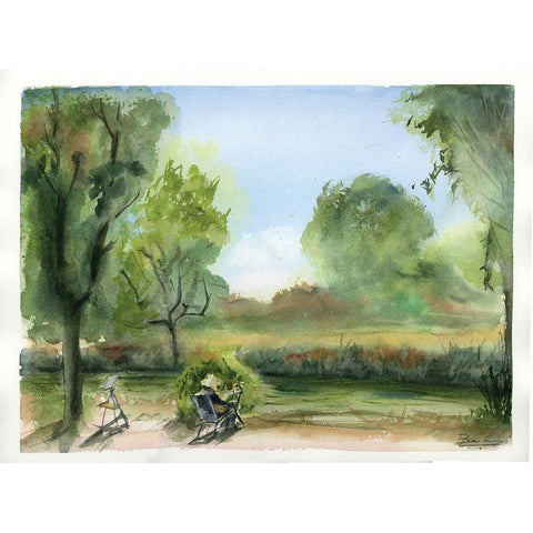 Countryside White Modern Wood Framed Art Print by Shefranov, Olga