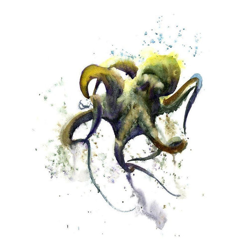 Octopus I White Modern Wood Framed Art Print by Shefranov, Olga