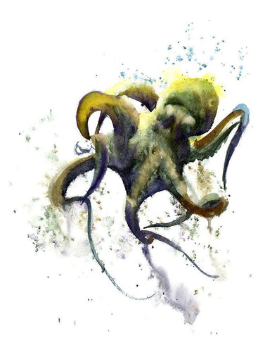 Octopus I Black Ornate Wood Framed Art Print with Double Matting by Shefranov, Olga