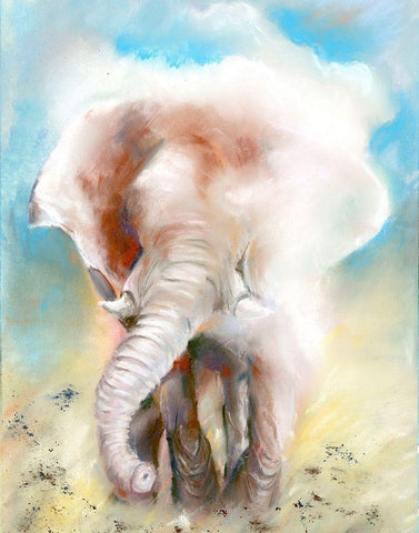 Elephant Joy Black Ornate Wood Framed Art Print with Double Matting by Shefranov, Olga