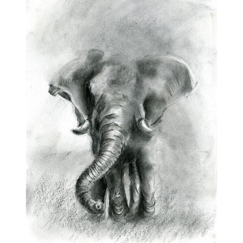 Elephant Joy BW White Modern Wood Framed Art Print by Shefranov, Olga