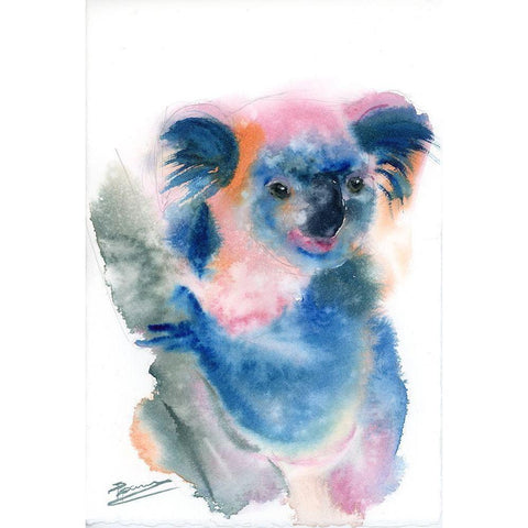 Blue Koala Black Modern Wood Framed Art Print with Double Matting by Shefranov, Olga