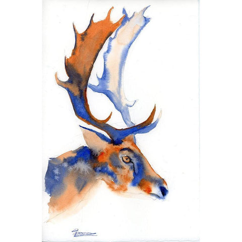Colorful Caribou White Modern Wood Framed Art Print by Shefranov, Olga