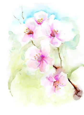 Blossoms White Modern Wood Framed Art Print with Double Matting by Shefranov, Olga