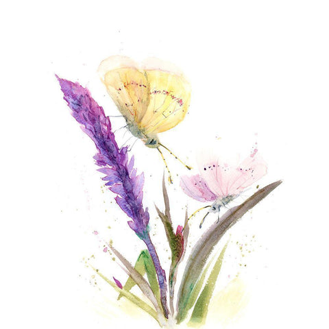 Two Butterflies White Modern Wood Framed Art Print by Shefranov, Olga