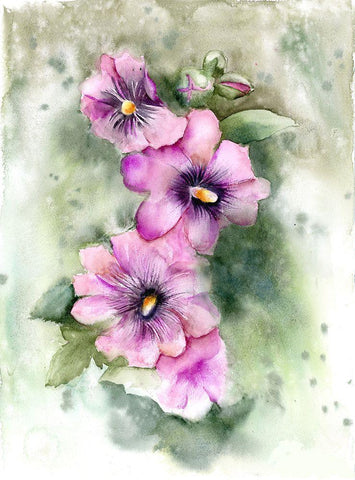 Purple Blossoms Black Ornate Wood Framed Art Print with Double Matting by Shefranov, Olga