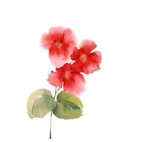 Red Flowers I Black Modern Wood Framed Art Print with Double Matting by Shefranov, Olga