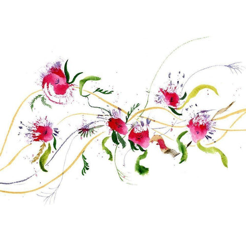 Pink Flowers White Modern Wood Framed Art Print by Shefranov, Olga