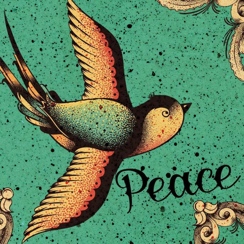 Peace Bird White Modern Wood Framed Art Print with Double Matting by BoMo