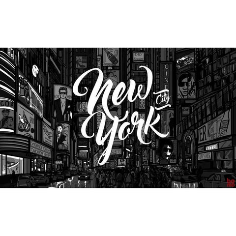 NY3 Black Modern Wood Framed Art Print with Double Matting by BoMo