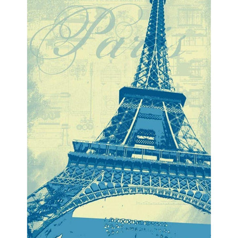 Paris Eiffel Tower White Modern Wood Framed Art Print by P.S. Art Studios