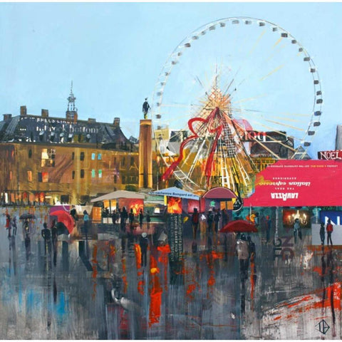 Ferris Wheel White Modern Wood Framed Art Print by P.S. Art Studios
