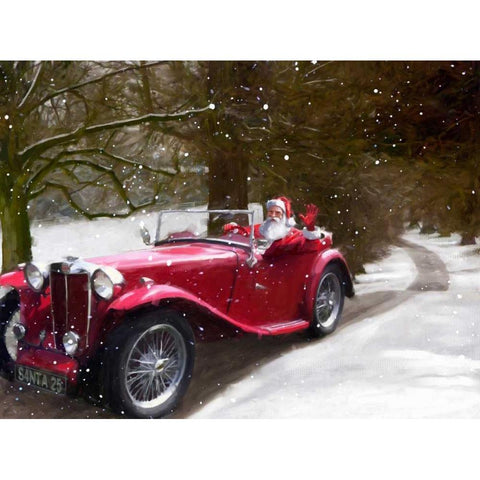 Red Car White Modern Wood Framed Art Print by P.S. Art Studios