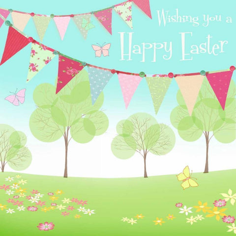 Happy Easter Flags Black Modern Wood Framed Art Print by P.S. Art Studios