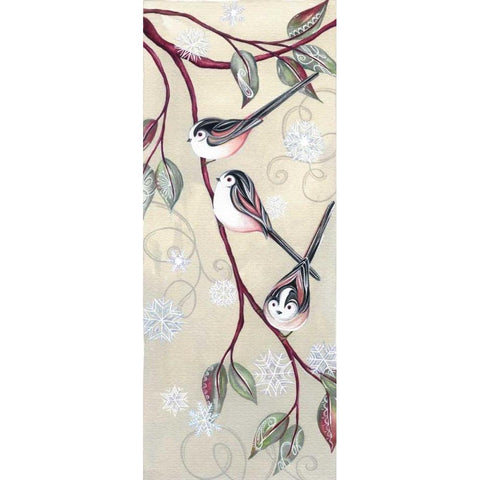 Branch Birds I Gold Ornate Wood Framed Art Print with Double Matting by P.S. Art Studios