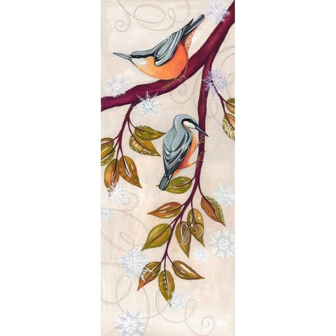 Branch Birds II Gold Ornate Wood Framed Art Print with Double Matting by P.S. Art Studios