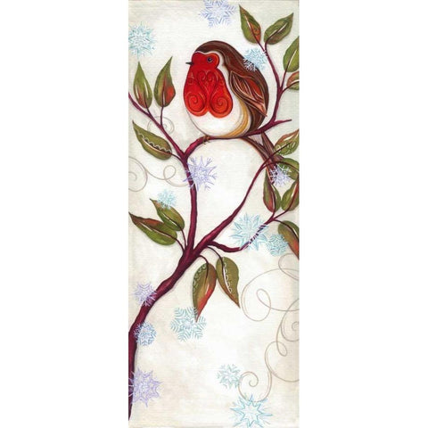 Branch Birds III White Modern Wood Framed Art Print by P.S. Art Studios