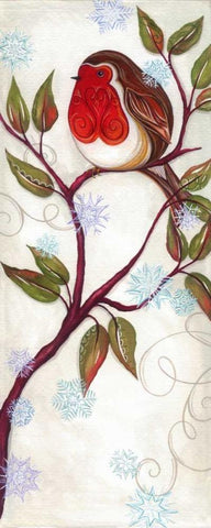 Branch Birds III White Modern Wood Framed Art Print with Double Matting by P.S. Art Studios