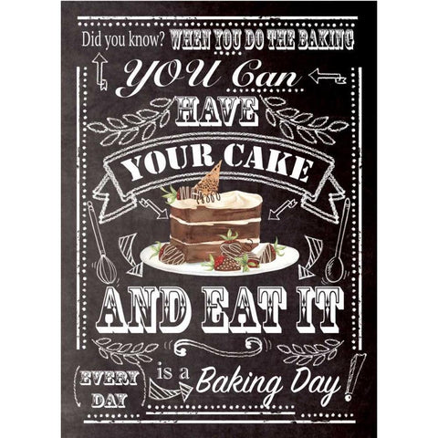 Have Your Cake Black Modern Wood Framed Art Print by P.S. Art Studios