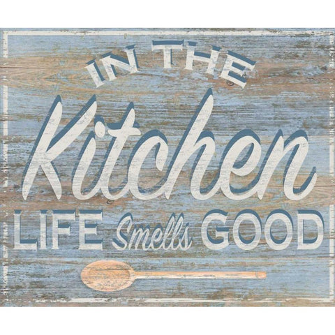 In the Kitchen White Modern Wood Framed Art Print by P.S. Art Studios