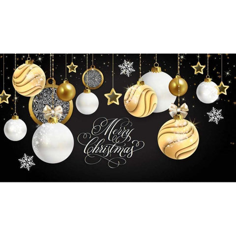 Merry Christmas Gold Gold Ornate Wood Framed Art Print with Double Matting by P.S. Art Studios