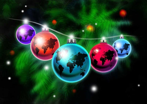 Christmas Around the World Black Ornate Wood Framed Art Print with Double Matting by P.S. Art Studios