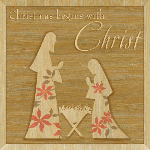 Christmas Begins with Christ Black Modern Wood Framed Art Print with Double Matting by P.S. Art Studios