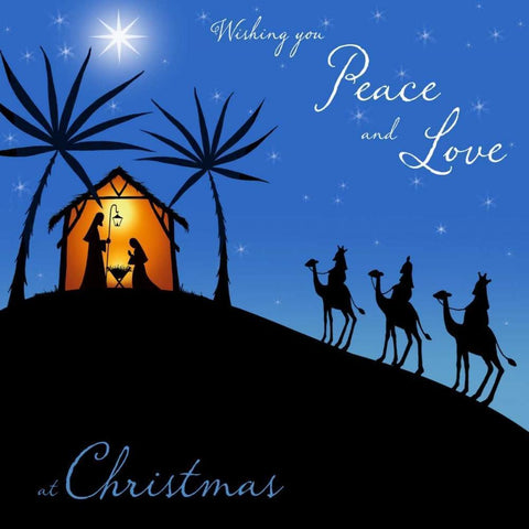 Wishing You Peace - Wisemen White Modern Wood Framed Art Print by P.S. Art Studios