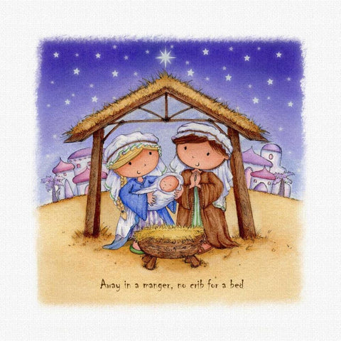 Away in a Manger Black Modern Wood Framed Art Print by P.S. Art Studios