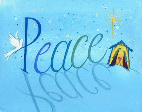 Peace Black Ornate Wood Framed Art Print with Double Matting by P.S. Art Studios