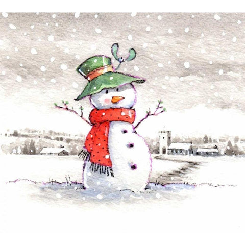 Snow Fun Gold Ornate Wood Framed Art Print with Double Matting by P.S. Art Studios