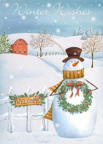 Winter Wishes Black Ornate Wood Framed Art Print with Double Matting by P.S. Art Studios