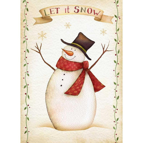 Let It Snow Gold Ornate Wood Framed Art Print with Double Matting by P.S. Art Studios