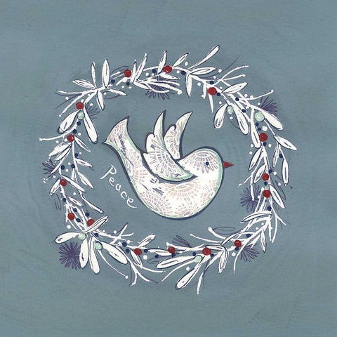 Bird Wreath Black Modern Wood Framed Art Print by P.S. Art Studios