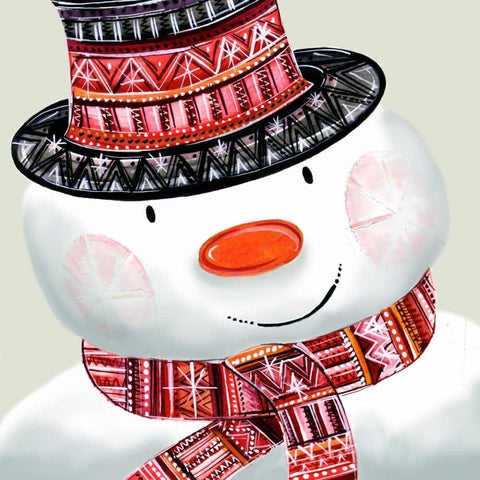 Snowman White Modern Wood Framed Art Print with Double Matting by P.S. Art Studios