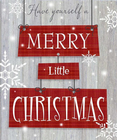 Merry Little Christmas White Modern Wood Framed Art Print with Double Matting by P.S. Art Studios