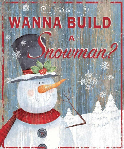 Build a Snowman Black Ornate Wood Framed Art Print with Double Matting by P.S. Art Studios